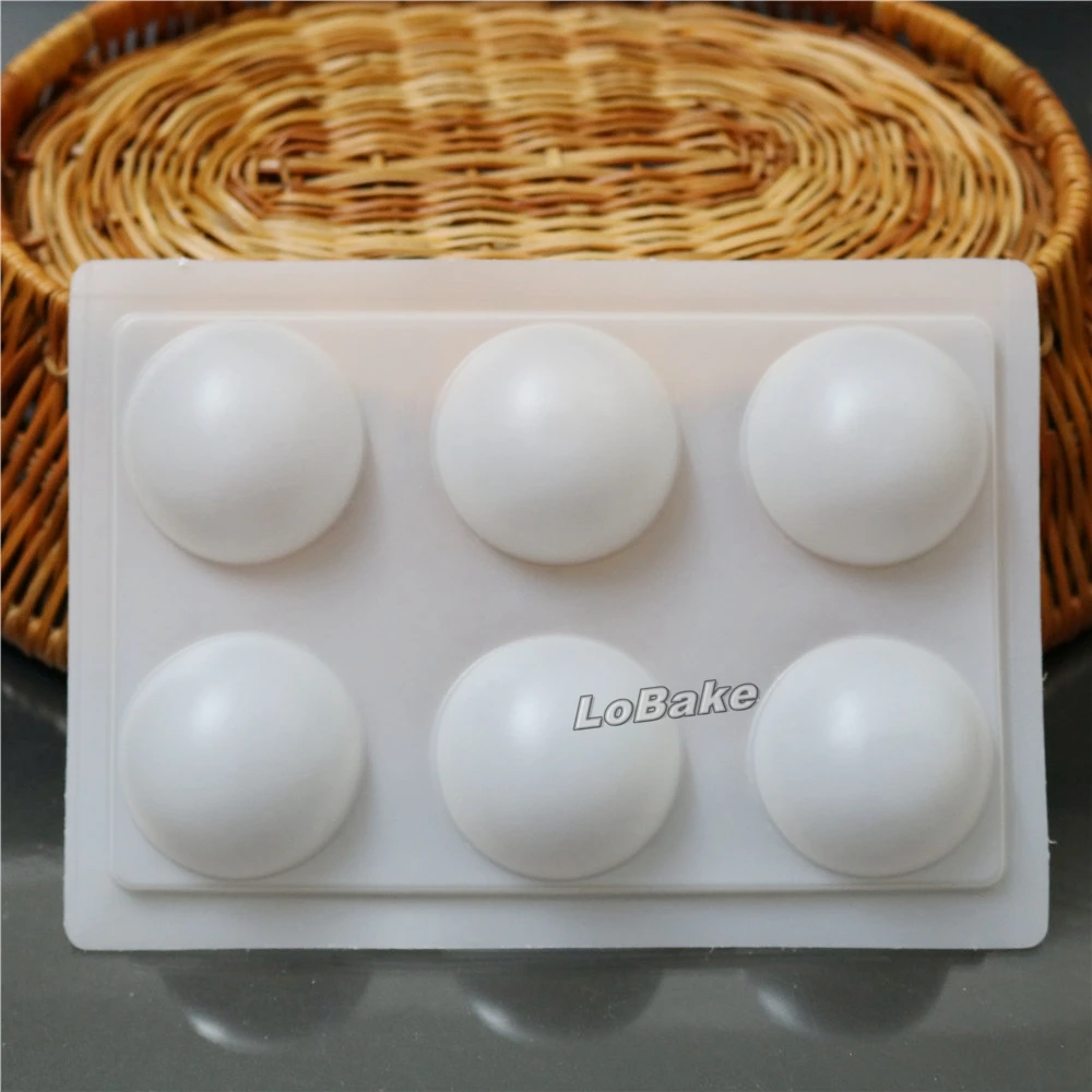 (5pcs/lot) 6 cavities Half-ball 4.5cm diameter shape Semi-transparent PP Plastic Mooncake pudding Chocolate Mould