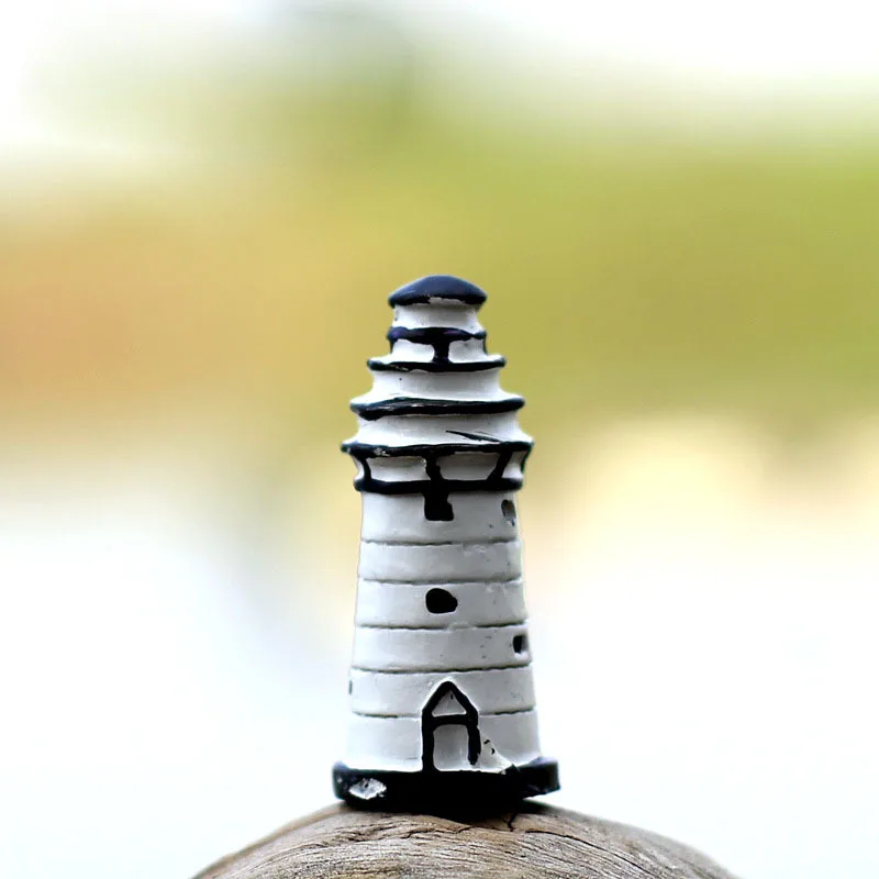 Tower White Lighthouse Miniature Fairy Garden Home Houses Decoration Mini Craft Micro Landscaping Decor DIY Accessories