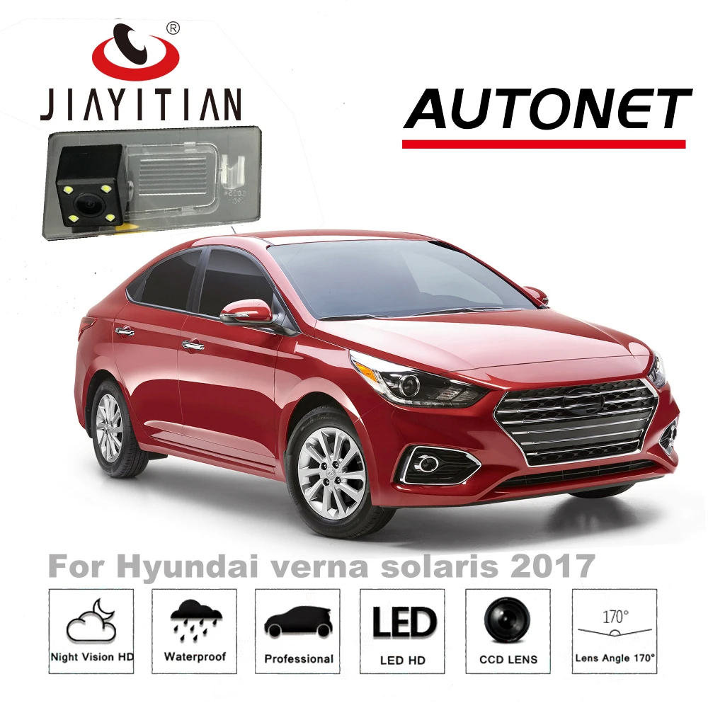 JIAYITIAN-cámara de visión trasera para coche, accesorio para Hyundai verna 2015, 2016, 2017, 2018/4LED, CCD/visión nocturna/cámara de marcha atrás/cámara de aparcamiento de marcha atrás