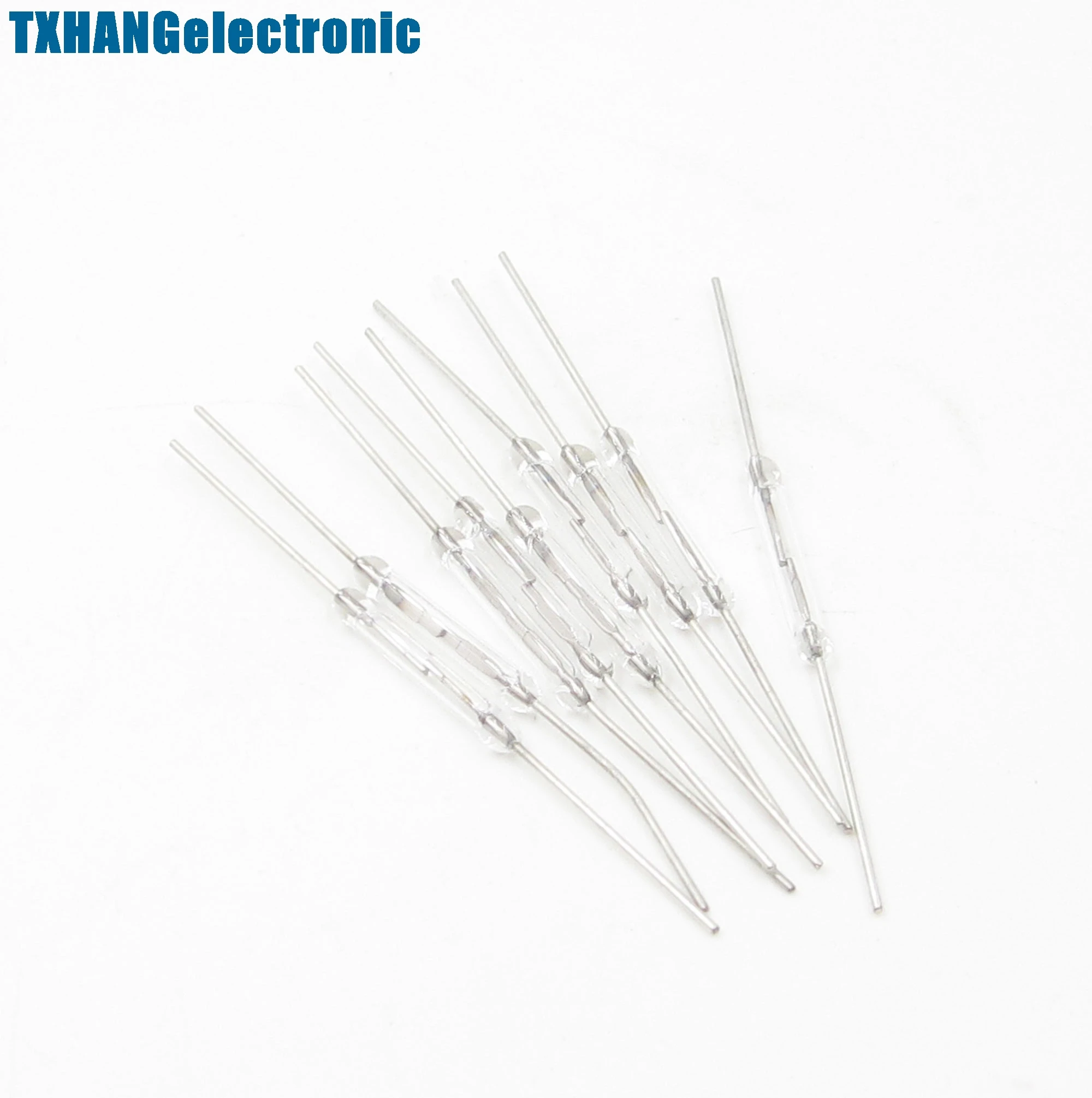 10pcs MKA-14103 SILVER Tone Leads Glass N/O SPST Reed Switches 10-15AT 2 x 14mm