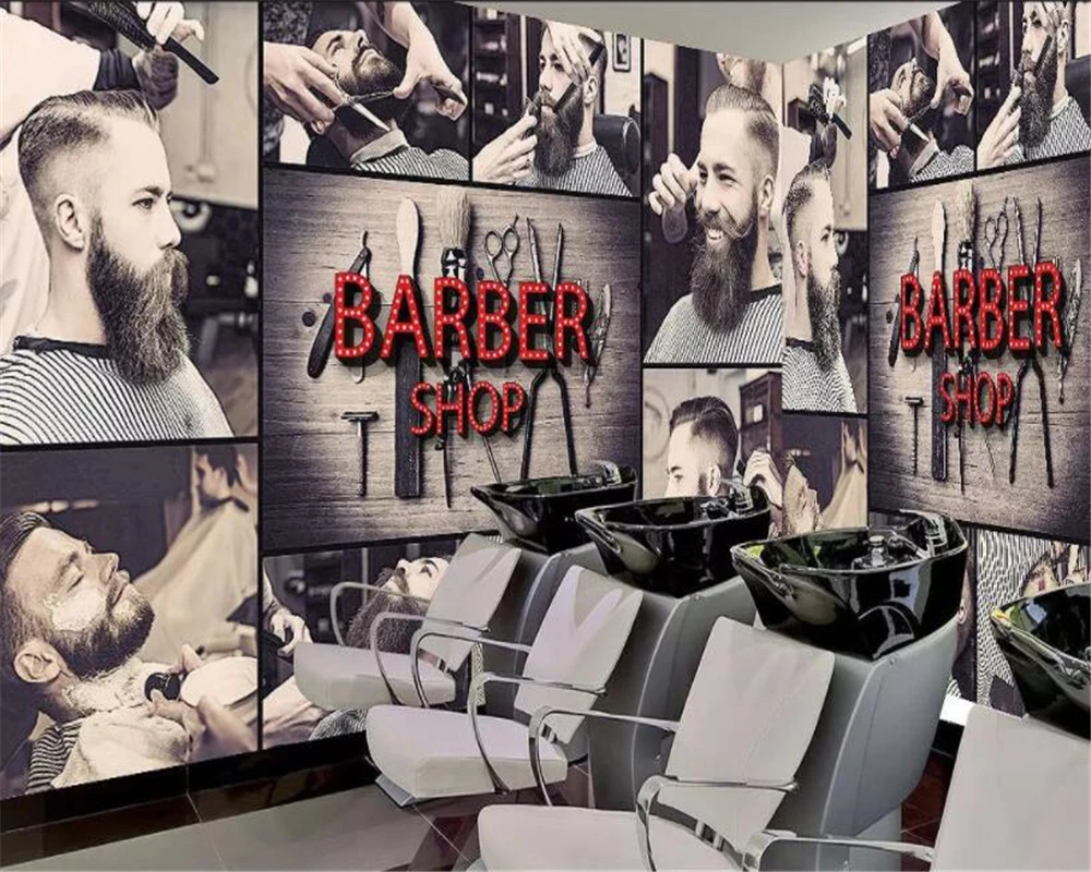 

Custom size wallpaper Hairdressing fashion barbershop decorative painting to figure custom background wall murals 3d wallpaper