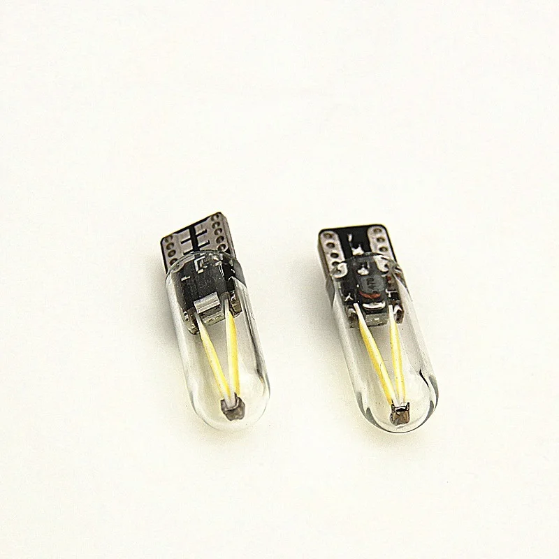 2pcs T10 194 168 W5W COB LED Long Lifespan Low Consumption High Power CANBUS Silica Bright Glass License Light Bulbs 12V