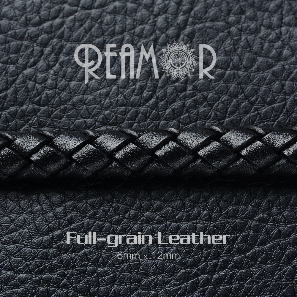 REAMOR 12*6mm Matte Brown/Red Black Genuine Leather Rope DIY Bracelets Accessories First Layer Cowhide Braided Cords For Jewelry