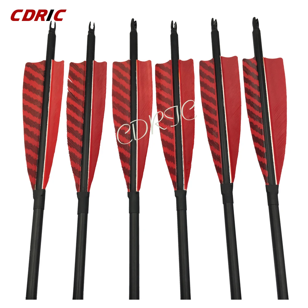 6/12pcs 26/28/30/32inches Carbon Arrows Spine 600 OD 7.8mm With Replace Arrowhead For Compound Bow/Recurve Bow  Hunting Archery