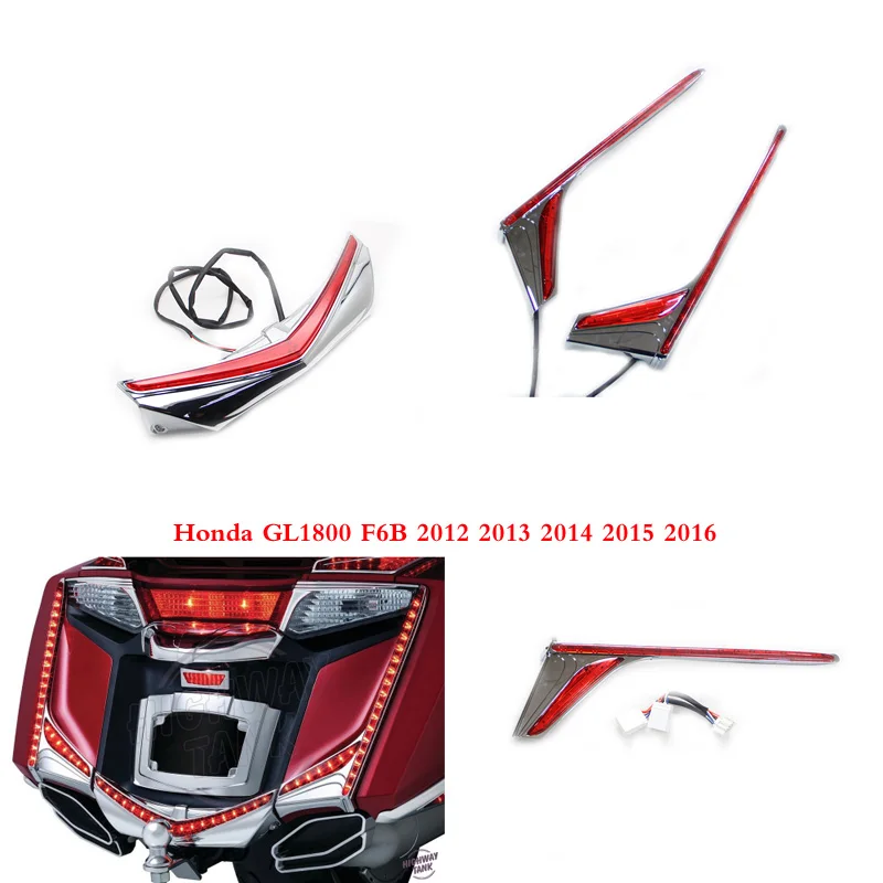 

Hot sell Chrome LED Motorcycle Rear Light Vertical Strip Moto Fender Brake Tail Light Signal case for Honda GL1800 F6B 2012-2016