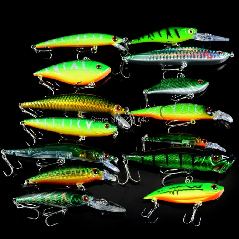 New Set Mixed 15pcs/Lot Good Quality  Fishing Lure 14 Models  Crankbait Bait Artificial Make Fish Baits Wobbler Fishing Tackle