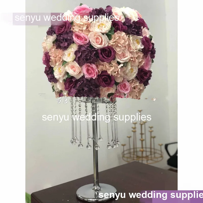 Tall iron metal flower stand lead road wedding occasion crystal wedding flower stands  senyu0418