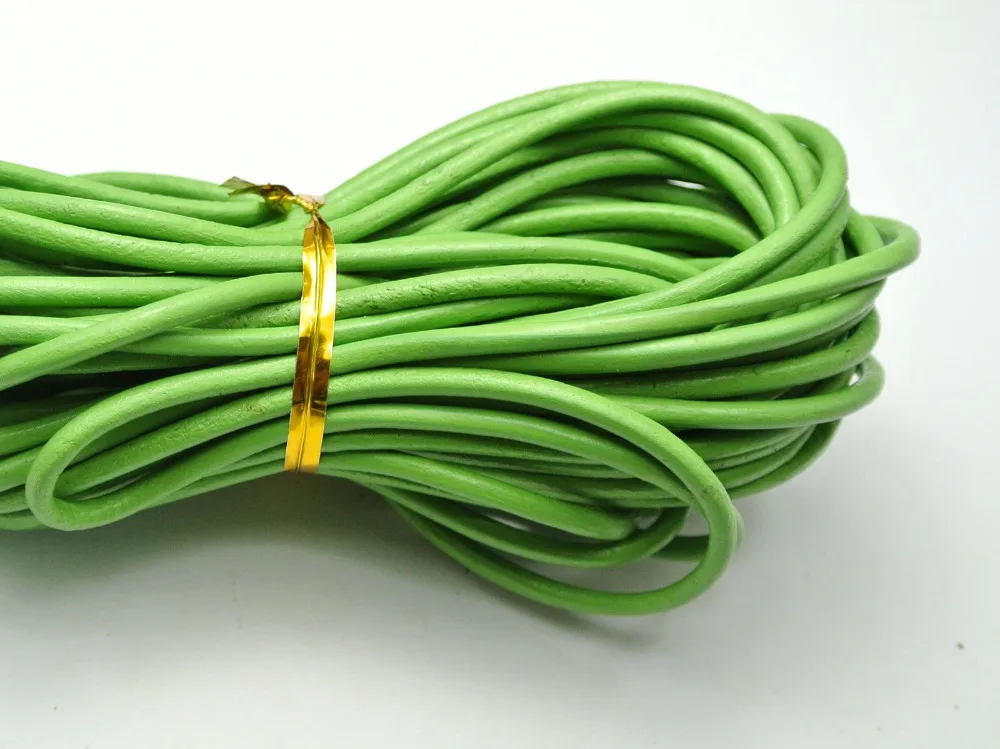 

32.8 feet Green Round Real Leather Jewelry Cord 3mm