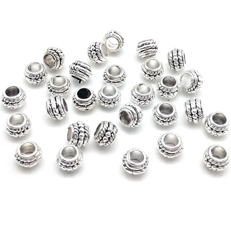 30pcs/lot 6*8mm Three Layer  Oblate Beads Zinc Alloy Metal Spacer Beads for DIY Bracelet Necklace Jewelry Findings Making