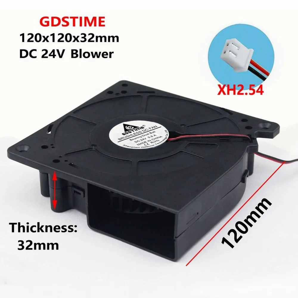 

1pcs Gdstime Dual Ball Bearing 120x32mm 24V Big Airflow Turbo Brushless DC Blower Fan 120mm x 32mm 12032B Large Cooling Fan