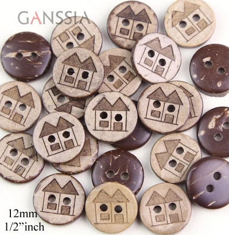 50pcs/lot size:12mm Natural Coconut Button Bulk Buttons for Craft Sewing Accessories (kk-1002)