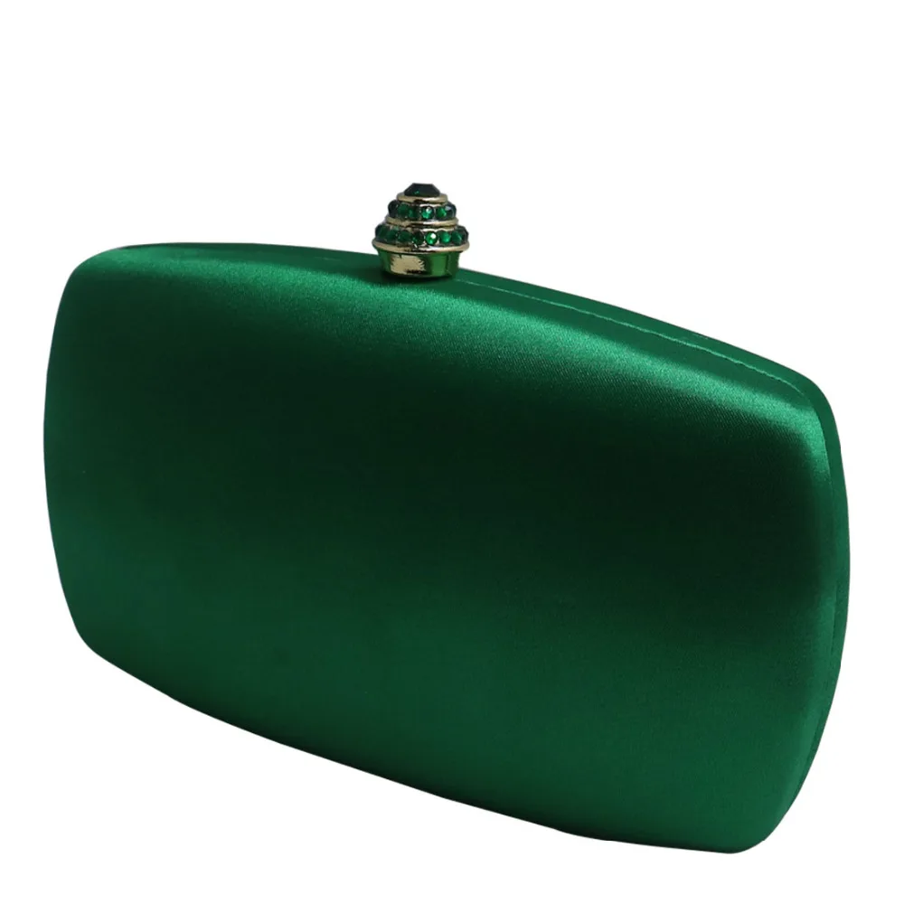 Elegant Hard Box Clutch Silk Satin Dark Green Evening Bags for Matching Shoes and Womens Wedding Prom Evening Party