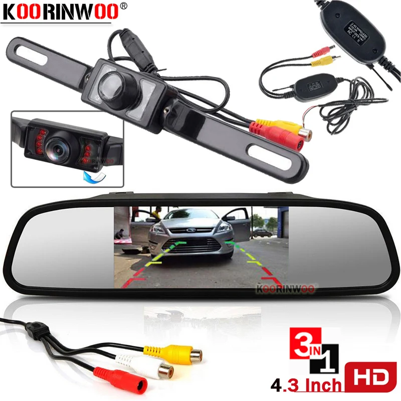 

Koorinwoo Universal License 4.3 Inch TFT LCD Car Rear View Mirror Monitor for Backup Camera Reverse Video Parking Assistance