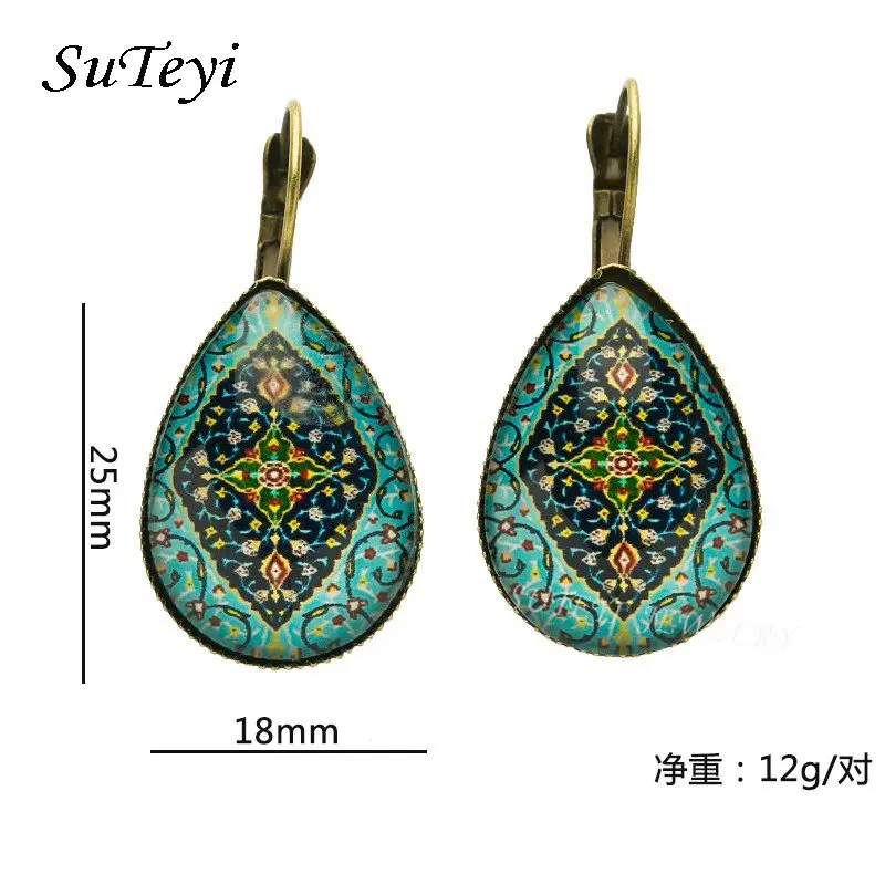 Classic Van Gogh Painting Teardrop Earrings Jewelry Gustav Klimt The Kiss Picture Glass Dome Water Drop Women Earrings