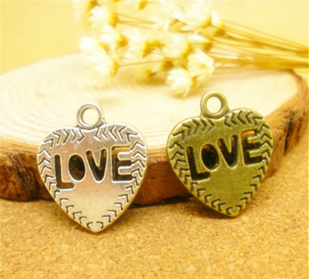 20pcs Word Letter Love Hearts Charms Pendants For Jewelry Making Findings Bracelets Handmade Accessories DIY on sale