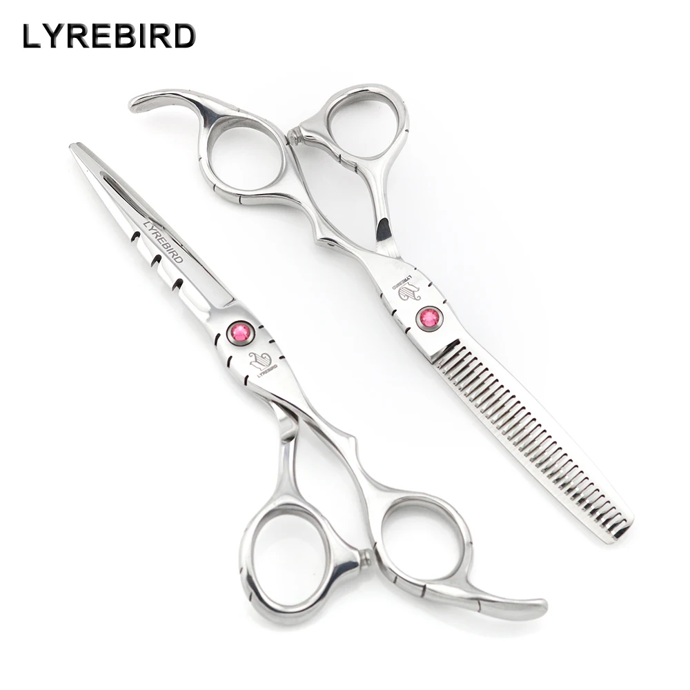 Hair scissors Japan 5.5 INCH 6 INCH Hair Shears Pink or Blue stone Hair Thinning scissors Anti slip handle LYREBIRD NEW