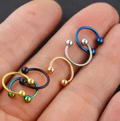 2 Pieces 20G 0.8mm Circulars Horseshoes Stainless Steel Ball Horseshoe Nose Ring  Piercing Body Jewelry