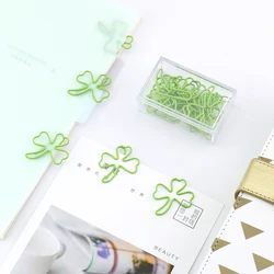 TUTU 15pcs/box four leaf clover clip befriend metal paper clips Memo Clip Metal Binder Paperclip  H0222