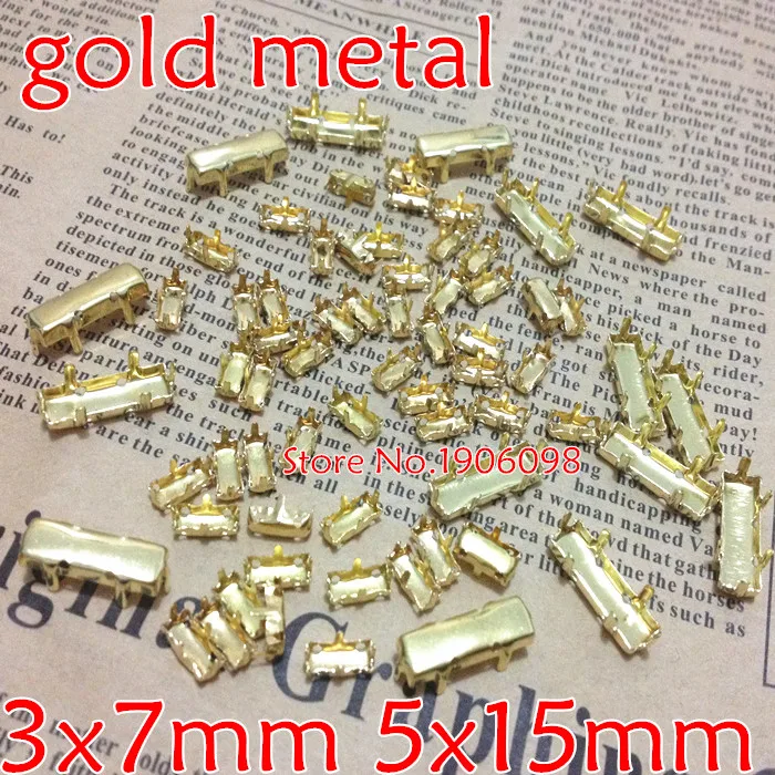 3x7mm 5x15mm Baguette shape metal claw Plating Gold Color for setting fancy stone,acrylic stone claw settings