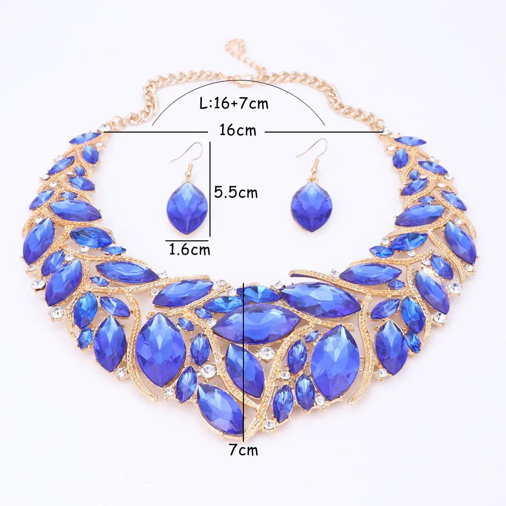 OEOEOS Hot Selling Bride Classic Rhinestone Crystal Choker Necklace Earrings Wedding Jewelry Sets Wedding Accessories