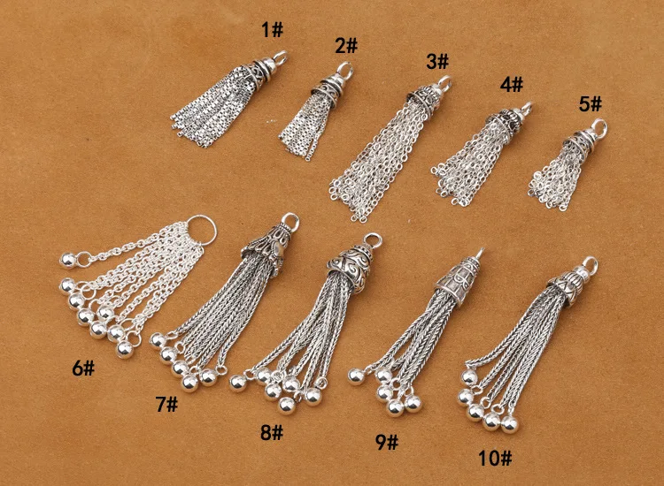 100% 925 Silver Tassel DIY Bracelet Tassel Pure Silver Jewelry Tassel