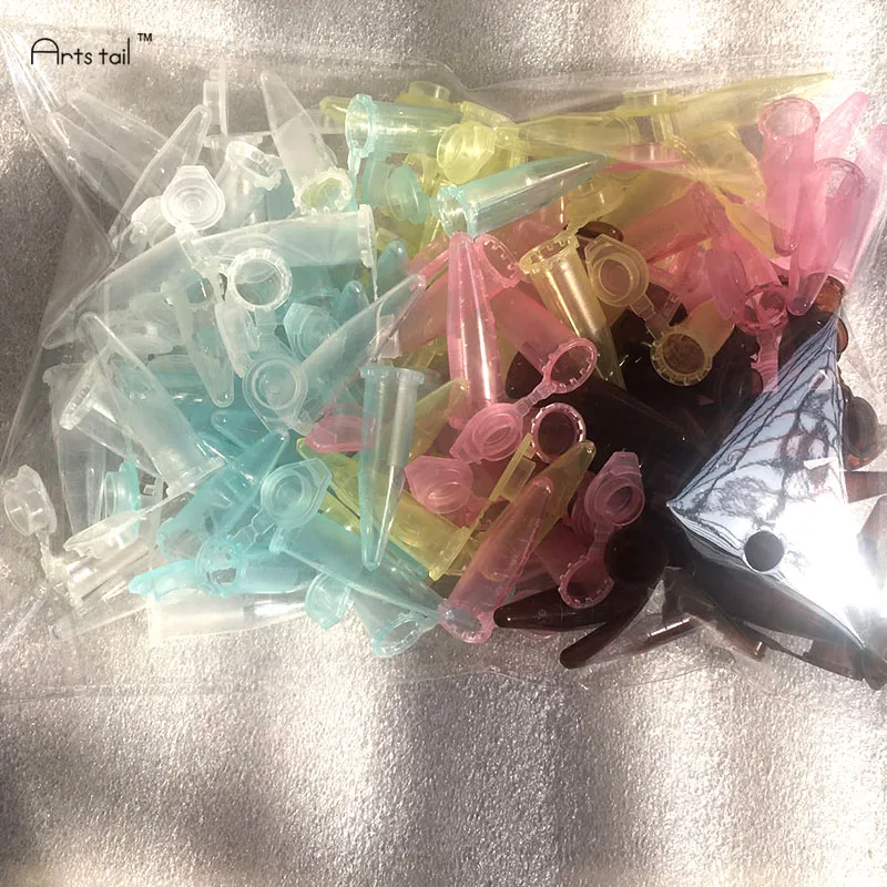 100PCS 1.5ml Centrifuge Tube With Lid Mixed Color Plastic Pipe Sampling Jack Sharp Bottom Containers Laboratory Supplies