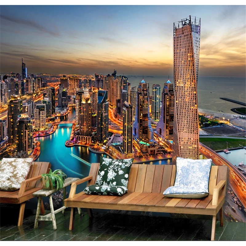 

beibehang Dubai Modern Urban Landscape wallpaper bedroom living room TV wall wallpaper Large 3D wallpapers mural papel de parede