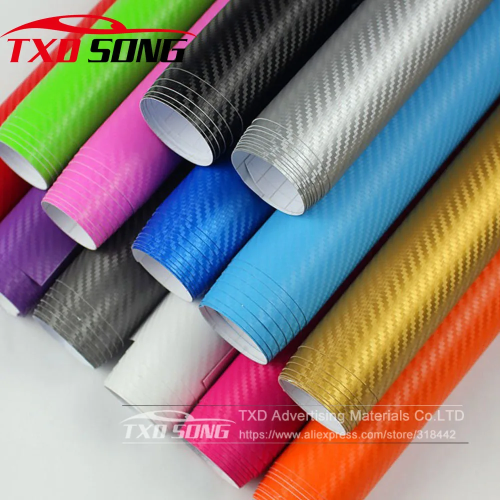 30cmx127cm 3D Carbon Fiber Vinyl Car Wrap Sheet Roll Film Car stickers and Decals Motorcycle Car Styling Accessories Automobiles