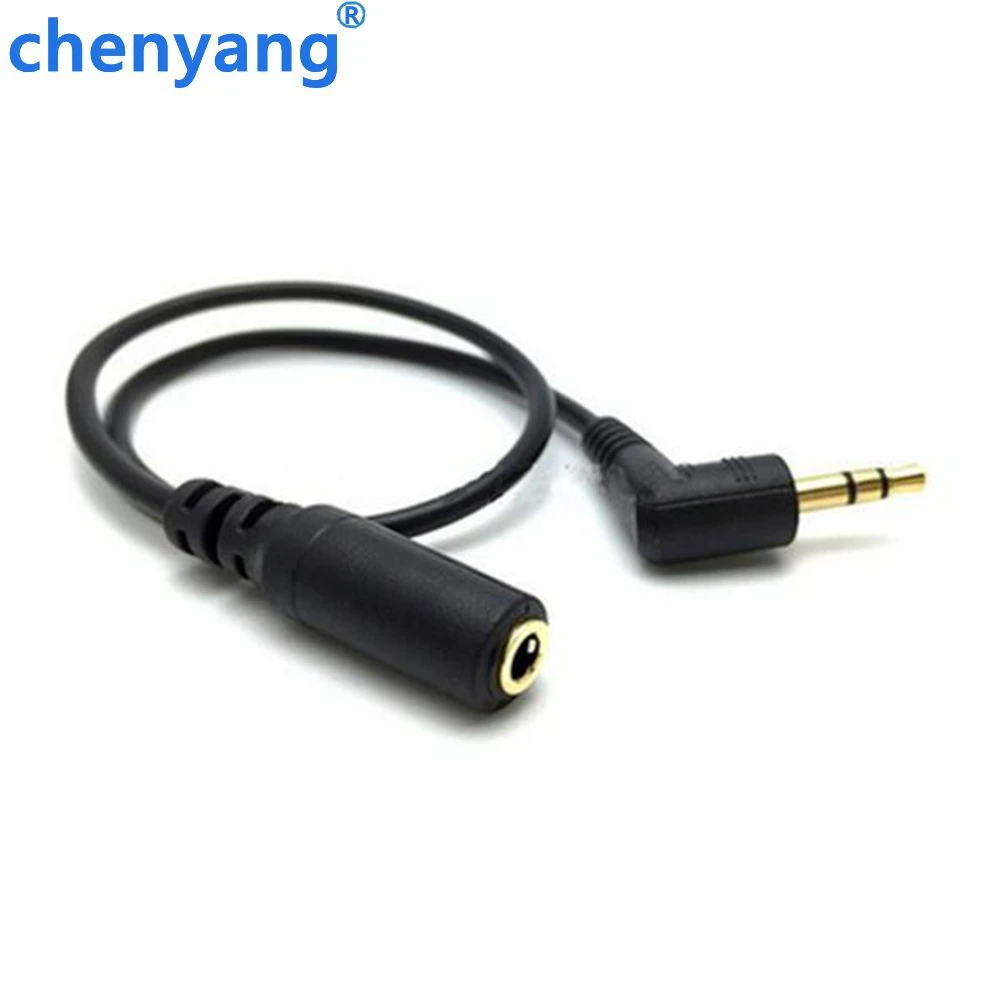 15cm 90 Degree Right Angled 3 5mm 3 Pole Audio Stereo Male to Female Extension Cable Free Shipping