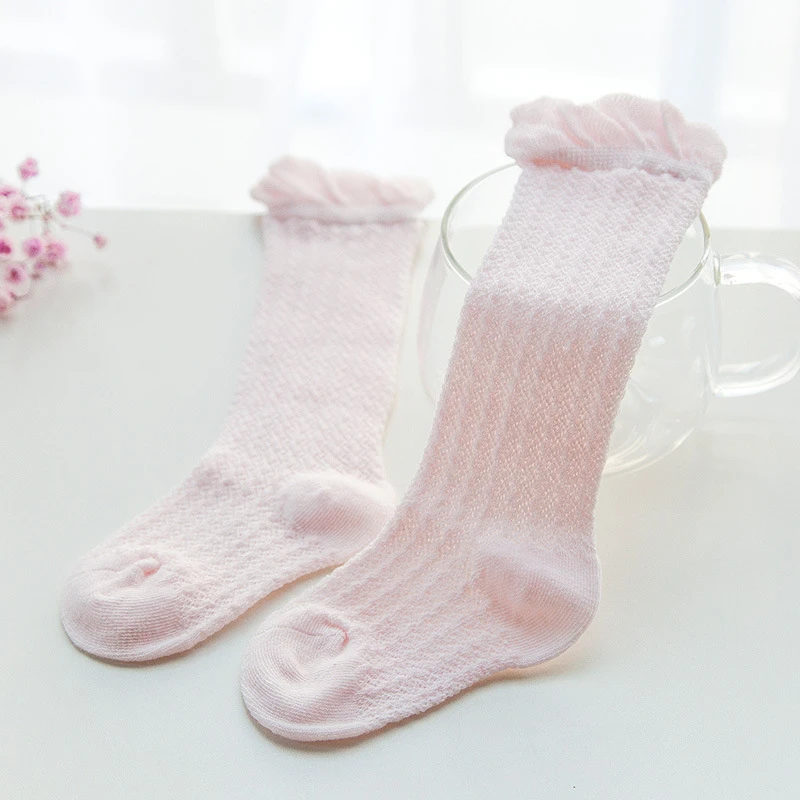 Baby Socks Spring Summer Baby Girls Knee High Socks Leg Warmers Solid Cotton Long Sock for Baby Girls Socks 0-24 Months