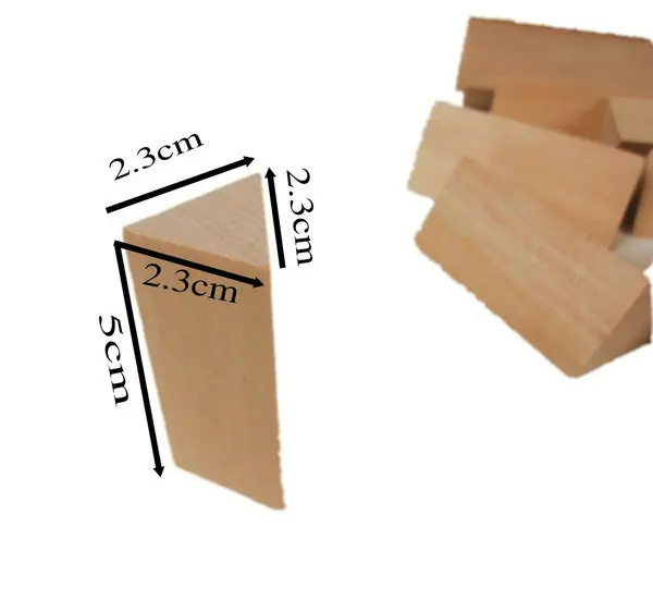 Prisme triangulaire en bois 2.3x5cm, 20 pièces/lot, jouets éducatifs pour l'apprentissage précoce, jouets assortis, artisanat de la maternelle, développement du cerveau droit