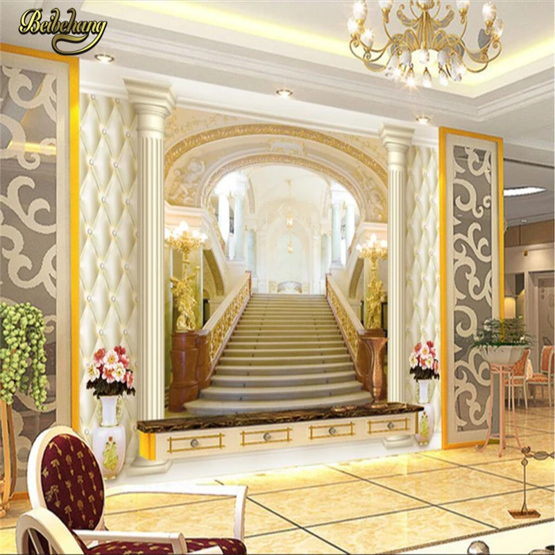 beibehang Palace stairs KTV Custom papel de parede 3d photo wall mural Wallpaper Living Room Sofa TV Background Mural Wall paper