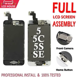 For iPhone 5 5C 5S SE 2016 LCD Display Full Set Screen Assembly Touch Digitizer Complete Replacement+Home Button+Front Camera