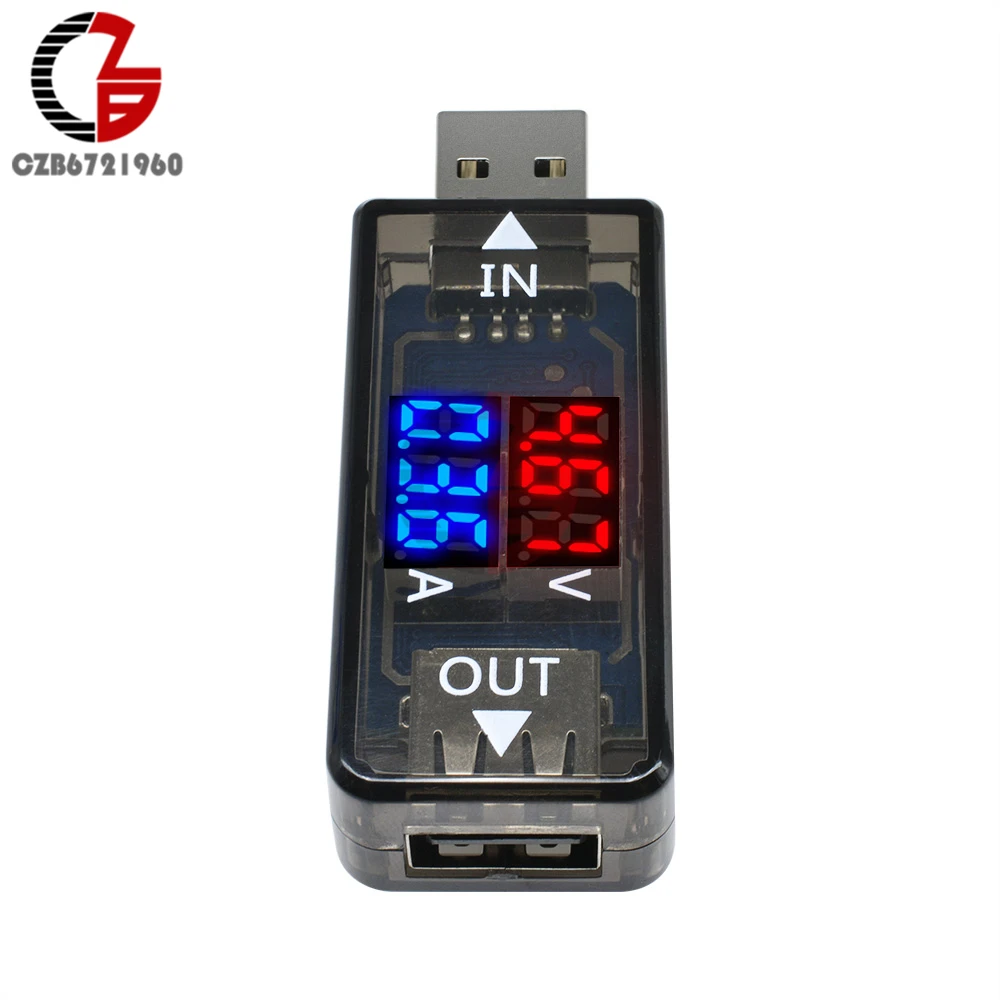 Red Blue Dual Display USB Tester 5V 12V Digital Voltmeter Ammeter Car Voltage Meter Detector Monitor Power Bank Charger Doctor