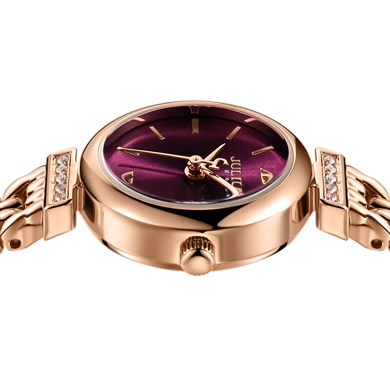 Imagem -05 - Julius Jóias Relógio Senhoras Fino Roxo Antigo Relógio com Pulseira de Cristal Banda Relógio de Moda Feminina Reloj Mujer Ja1139