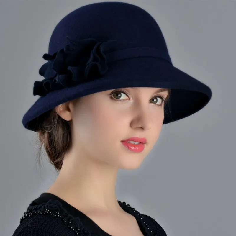 

Autumn and Winter New Woolen Hat Female Wool Hat Lady Elegant Fedoras Wool Cap Shaped Felt Warm Hat Students Travel Cap B-7583