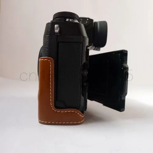 Hitam/Coklat/Kopi Setengah Tubuh Tas Tas Kamera Kulit Kemasan untuk Fujifilm Fuji X-H1 XH1 Penutup Bawah kasus
