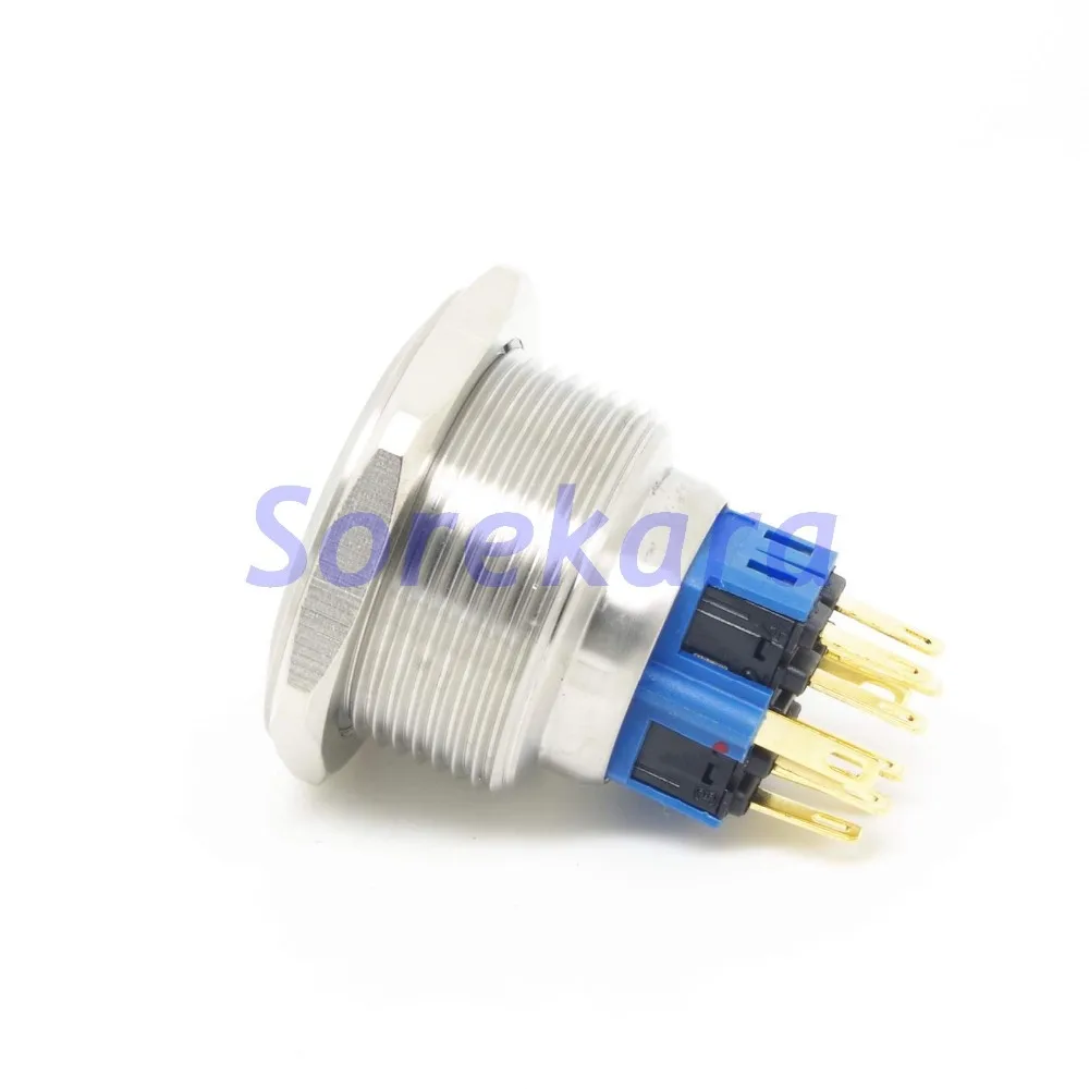 30mm Ring LED Color ORANGE Momentary 2NO 2NC Stainless Steel Pushbutton Switch For Auto IP65 UL 6V/12V/24V/110V/220V