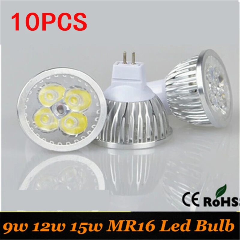 

10pcs Free shipping NO Dimmalbe 12V MR16 LED Light 9W 12W 15W GU10 LED bulb lamp 220V LED COB Spot down light lamp bul