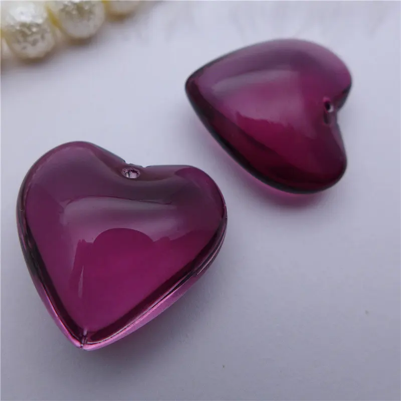 24mm/35mm heart crystals flat pendants jewelry DIY accessories glass charms chandelier lamp curtain bead drop rose red blue pink