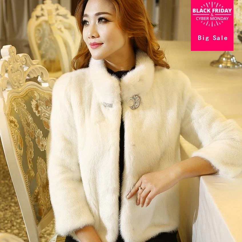 S-2XL Fashion Korean style shand collar imitation rabbit fur warm coat women's whole fur short Slim coat J58 free shipping