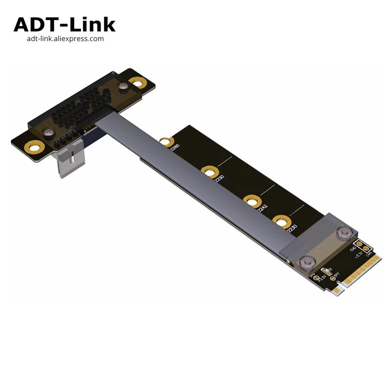 

Elbow Riser M.2 NGFF NVMe Adapter key-M TO PCI-E 3.0 x1 pcie 1x Riser card ribbon Gen3.0 cable M2 M key pci express 8G/bps