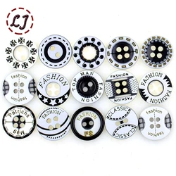 Hot sale 30pcs/lot 12mm black&white plastic resin button cloth accessories man women fashion T-shirt sewing buttons scrapbooking