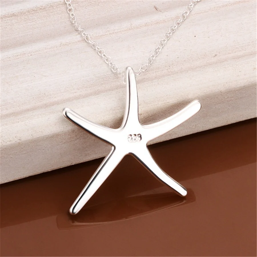 P027 Promotions Free shipping Beautiful fashion Elegant colorsilver charm Starfish Noble pendant pretty Girl Necklace jewelry