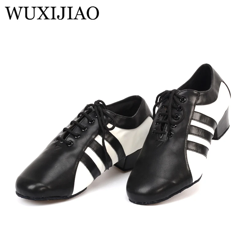 WUXIJIAO new style Men's Genuine leather Latin dance shoes black male Ballroom dancing shoes comfortable Party shoes