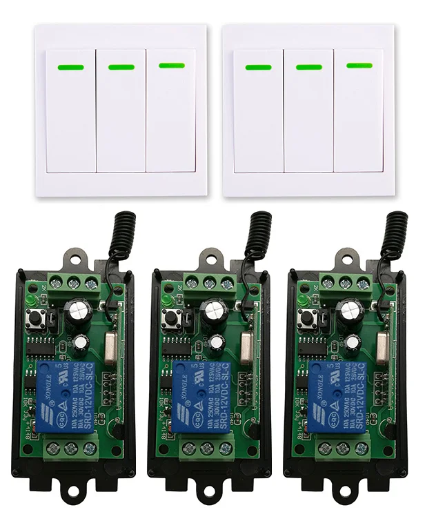 

DC 9V 12V 24V 1 CH 1CH RF Wireless Remote Control Switch System Receiver+3CH 86 Wall Panel Transmitter,315/433.92 MHZ shutters