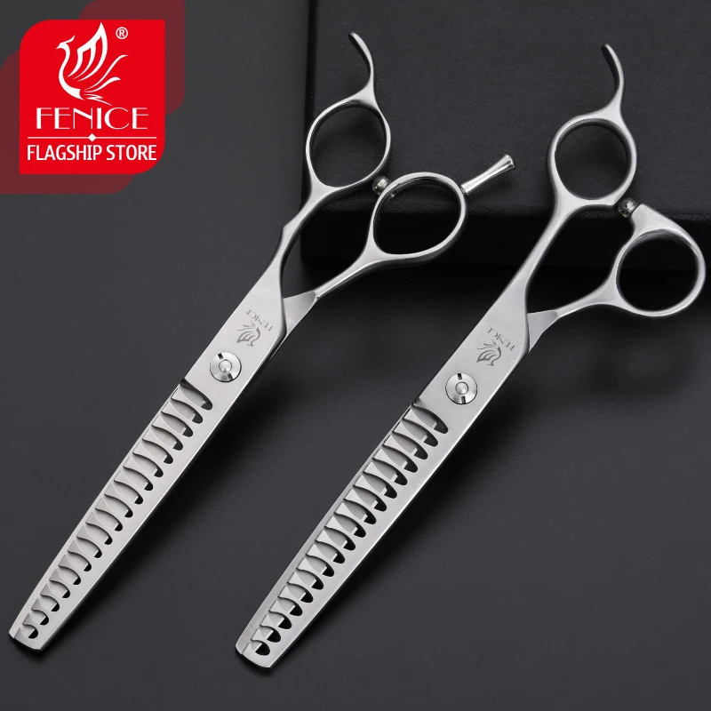 Fenice 6.75 inch Professional Grooming Thinning Scissors Dog/Cats Hair Cutting Shears 16 Teeth Thinning Rate 80%