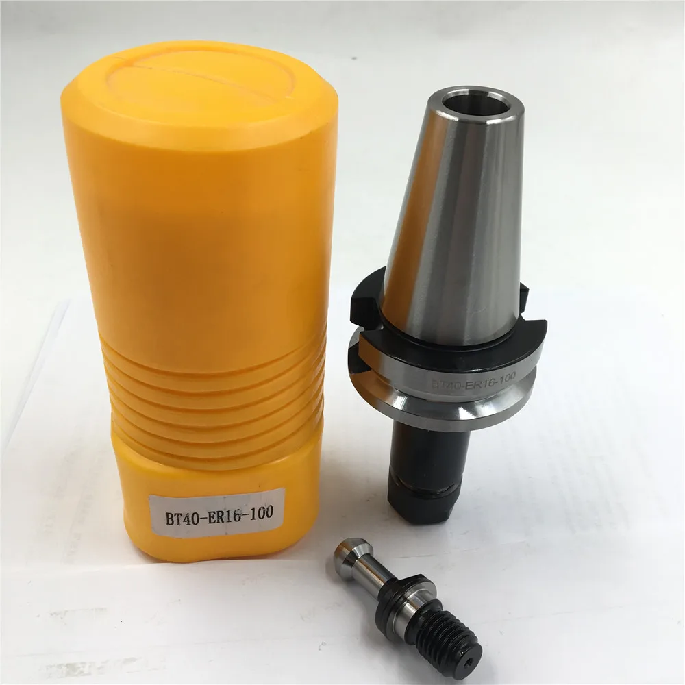 ToolHolder BT40 ER16 Collet Chuck L100mm Tool Holder & Pull Stud for CNC Milling Machine