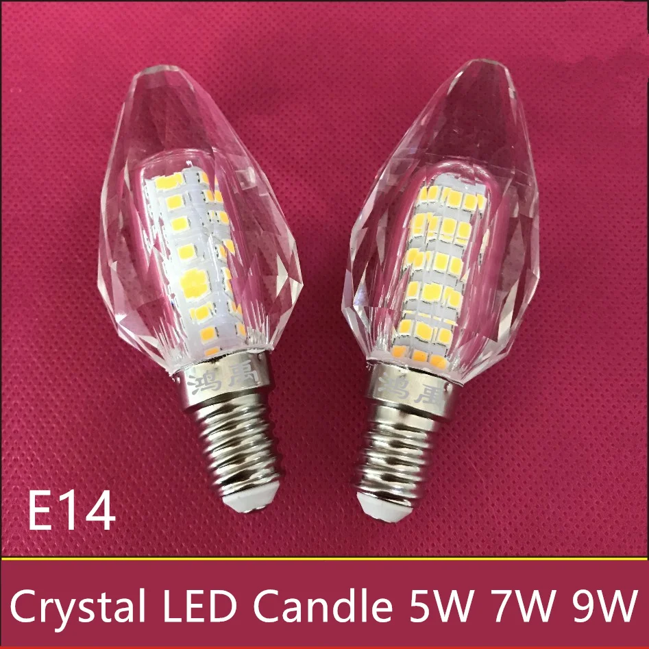 

New Design E14 LED crystal Candle Bulb light 5W 7w 360 Degree candle light 440lm warm/cold white lamp for indoor AC 220V