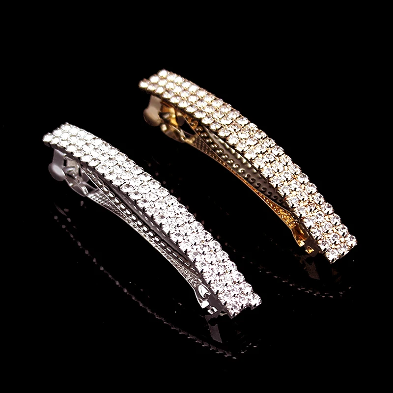 Korea Fashion Hair Jewelry Luxury Hair Accessories French Full Crystal Rhinestone Barrette Hair Clip For Women Girls